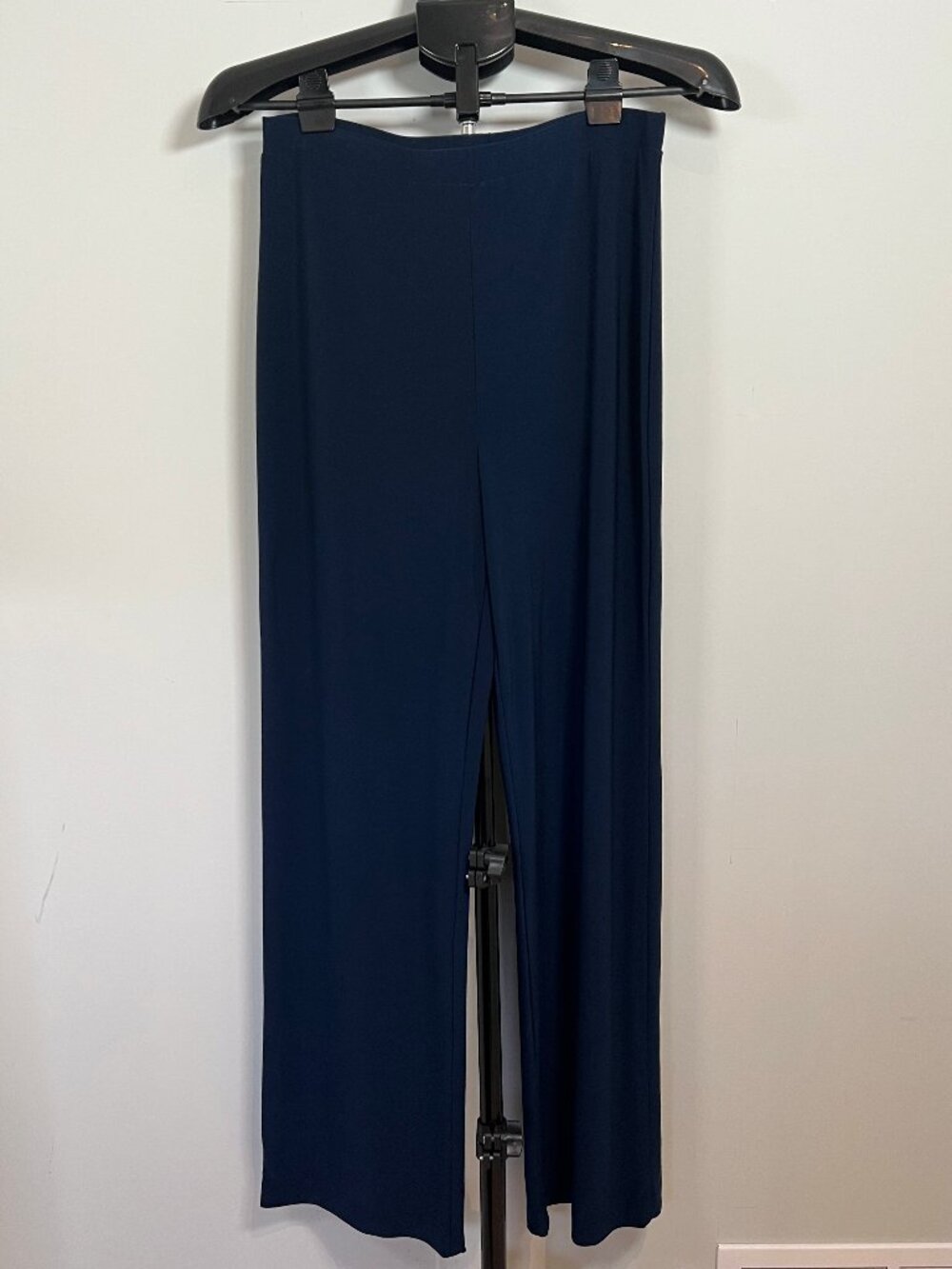 Frank Lyman Design Navy Blue Wide Leg Pants High Waist Jersey Canadian Made EUC